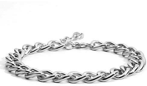 BSLVWG Punk Cuban Link Chain Choker Necklace Lightweight Chunky Oval Chain Link Necklace Statement Hip Hop Jewelry for Women and Girls (Silver)