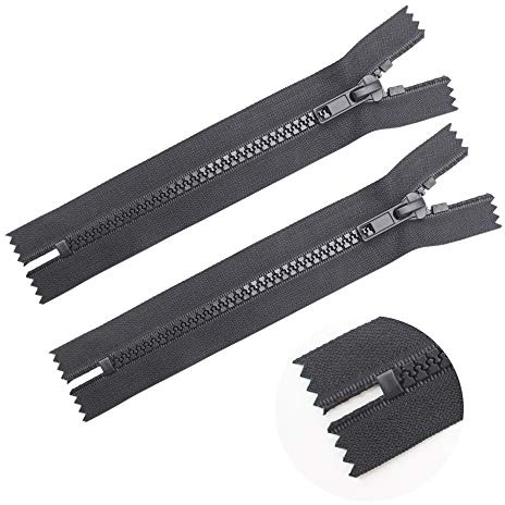 ByaHoGa 2 Stück 20 cm Reißverschluss Kunststoff 5mm Nicht teilbar (RZ-CE) | Schwarz Reissverschluss für Tasche Nähen Craft DIY