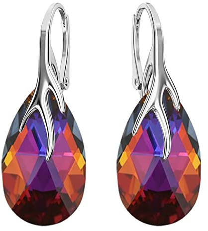 Hängen Silber Ohrringe 925 Silber mit Zirkonia - Schmuck für Frauen und Mädchen - Hängeohrringe Ideal für Geschenke für Frauen Hängende Damenohrringe (Volcano)