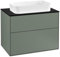 Villeroy & Boch Finion Waschtischunterschrank F22200, 800x603x501mm, Abdeckplatte Black Matt, Farbe: Olive Matt Lacquer