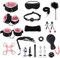 JSMTKJ Fesselset Extrem Sex BDSM Fesseln Sex Set Handschellen Sex Augenbinde Peitsche Nippelklemmen Knebel 17 Stück Erotik SM Sexspielzeug für Paare Extremer Sex Liebhaber Einsteiger