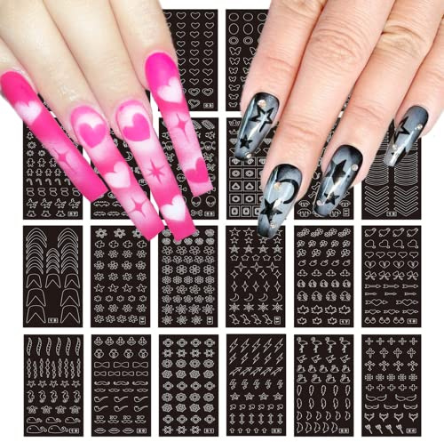 winthrop 24 Sheets Airbrush Stencils Nail Stickers for Nail Art