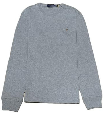 Polo Ralph Lauren weiches Custom-Slim-Fit T-Shirt Longsleeve Grau (as3, Alpha, s, Regular, Regular)