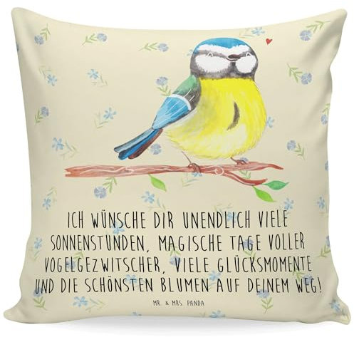 Mr. & Mrs. Panda Zierkissen Vogel Blaumeise - Ostergeschenke, Osterdeko, Geschenk, Frühlingsgefühle, Osterdeko, Sofakissen, Ostern Kinder,