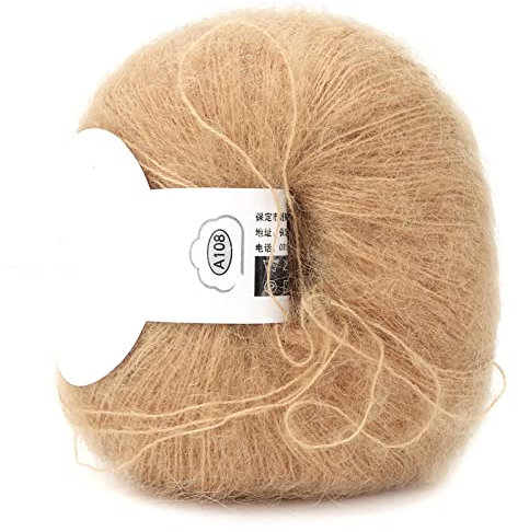 ANKROYU Mohairwolle Strickgarn, Weiches Häkelgarn für Häkeln und Stricken, Angora Garn für Schals und Tücher (Khaki)