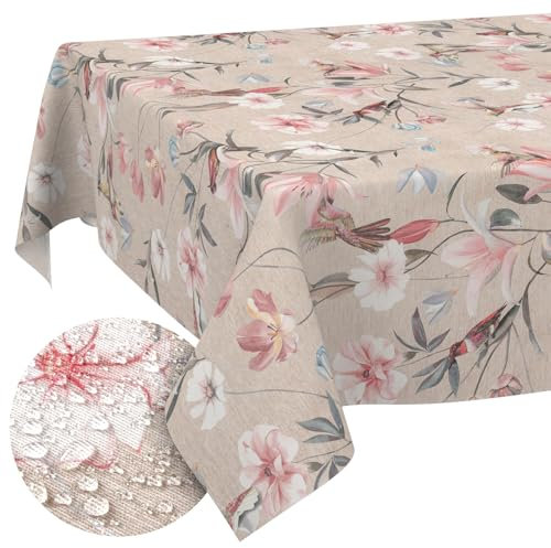 Stoff Tischdecke Tischwäsche Textil Tischtuch Baumwolle Polyester Gewebe abwaschbar pflegeleicht, in rund oval eckig Kalibri 120x140cm Schnittkante