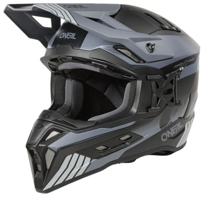 O'NEAL | Motocross-Helm | MX Enduro | ABS-Schale, Konfort-Innenfutter, Lüftungsöffnungen für optimale Belüftung & Kühlung | EX-SRS Helmet HITCH V.24 | Erwachsene | Schwarz Grau | Größe L
