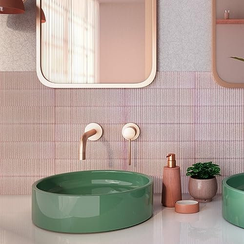 Zeno Textured Brick Tile Rectangle Bathroom Ceramic Tile Kitchen Splashback 300x75mm - Pink