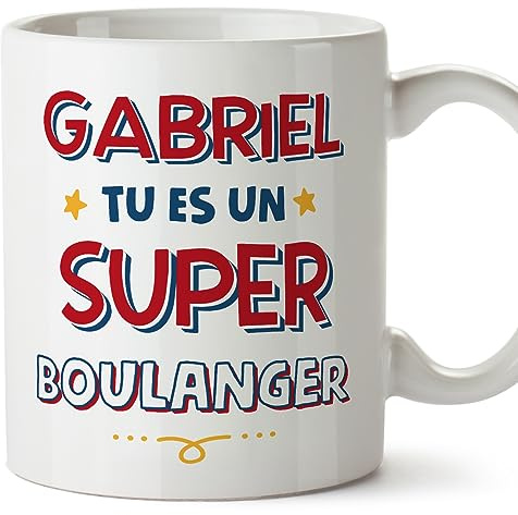Mugffins Tasses Personnalisables pour BOULANGER homme - En Français - Cadeau Personalisé- Tu es Super - 11 oz / 330 ml