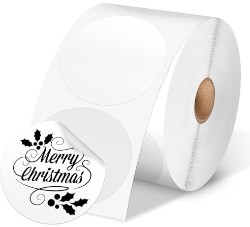 Phomemo 2'' Rundes Thermodirekt-Versandetiketten, Weiß 750 Stk Selbstklebende Etiketten für QR code, Namensschilder, Preisschild, Dankeskarte, Adresse Kompatibel mit Thermo-Etiketten-Drucker