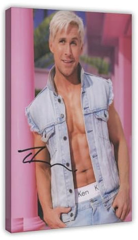 ETOMEY Filmschauspieler - Ryan Gosling-Barbie Leinwandposter Schlafzimmer Dekor Sport Landschaft Büro Zimmer Dekor Geschenk Rahmenstil 20 x 30 cm