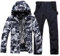 HOUZONIY Herren Skianzug Set Herren Schneeanzug Warmer Winddichter 2-Teiliger Schneeanzug(209+Schwarz L)