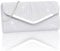 Larcenciel Silber Clutch, Glitzer Handtasche für Damen, Metallic Pailletten Abendtasche mit Abnehmbarer Kette, Elegant Tasche Crossbody Envelope Umhängetasche für Hochzeit, Party, Ferien, 22x5.5x12cm