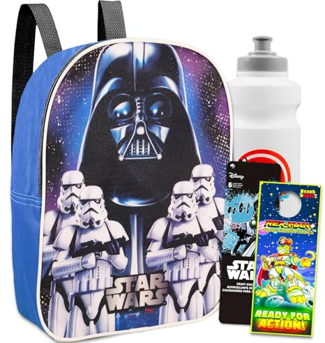 Star Wars Mini-Rucksack-Set für Kinder – Paket mit 27,9 cm Darth Vader Rucksack, Wasserflasche, Aufklebern, mehr | Darth Vader Schulrucksack, Darth Vader Mini Rucksack, Star Wars Mini Backpack for