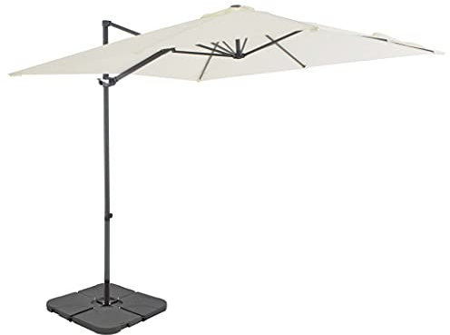 BaraSh Sombrilla de jardín con Base portátil Color Arena mástil Flexible, Altura Regulable, Sombrillas Grandes