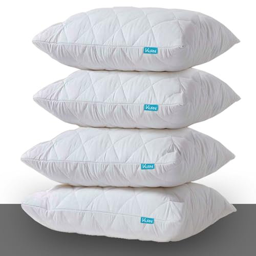 Pillow Protectors 4 Pack Cover White, Anti Allergy Zipped Pillows Protector, Quilted Pillow Case, Soft & Breathable - 50 x 75cm
