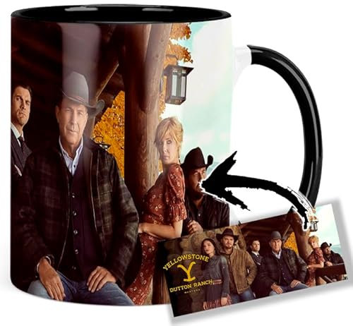 Yellowstone Kevin Costner Kelly Reilly Luke Grimes Wes Bentley Tasse Innen & Henkel Schwarz Keramikbecher Mug