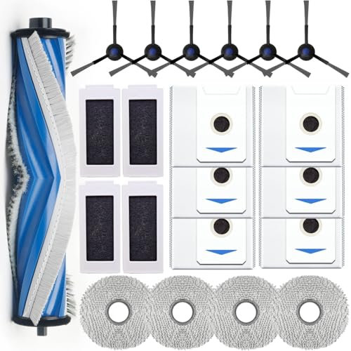 Bluearks 21 Stück Zubehörset für Ecovacs Deebot T30 Pro Omni/T30 Omni Saugroboter, 1 Hauptbürste, 4 Filter, 4 Wischpad, 6 Seitenbürsten, 6 Staubbeutel,T30 Pro Omni/T30 Omni Ersatzteile Saugroboter
