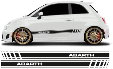BellaFolia Seitenstreifen Aufkleber ''Abarth'' Schriftzug passend für Fiat 500 Seitenaufkleber, Rallystreifen 30003