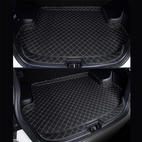 YSOLDA Auto Leder Kofferraummatte für BMW IX3 2020-2023, Langlebig Wasserdicht Kratzfeste Laderaumschale Schutzunterlage Innen Zubehör,C/Black~beige