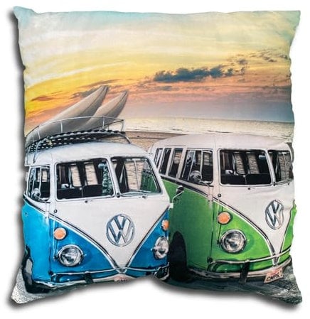 SkyBrands Volkswagen Dekokissen VW Bulli California 40x40 cm Zierkissen T1 Van Oldtimer Bus Camper