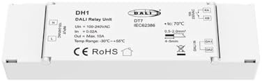 WHARGTSL 110V-220VAC 1CH*10A DALI AC Relais 1 Kanal Schalter Dimmer Einheit DH1 DT7 DALI-2 zertifizierter Trockenkontaktausgang for LED-Lampenlicht