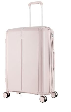 METZELDER Valise Rigide Victoria Coque Incassable 100% Polypropylène, Serrure TSA, avec Souflet Extension Garantie 2 Ans (Rose Pastel (Pink), M (Moyenne) - 73L- 66x45x28cm-3.5kg)