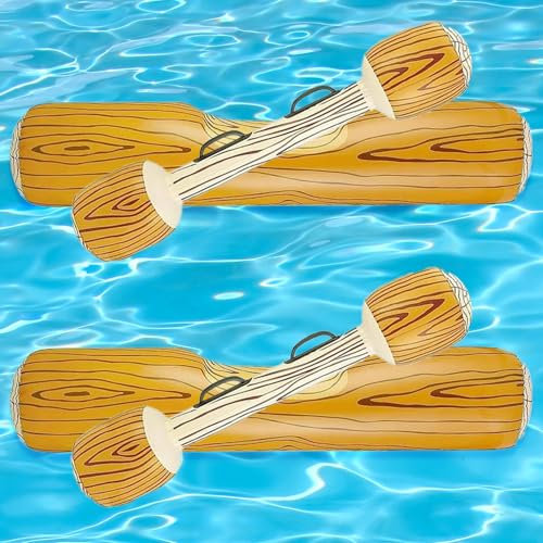 Ajuanbazha Set de 4 Juguetes Inflables Flotantes para Piscina, Troncos de Batalla con Remos, Juguetes Acuáticos para Niños y Adultos, Ideal para Fiestas de Verano