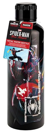 Paladone Miles Morales Spider-Man Metal Water Bottle, Officially Licensed Marvel Superhero 500ml Stainless Steel Insulated Reusable Flask for School, Sports, Work