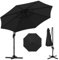 TANGZON 3M Cantilever Parasol, Heavy Duty Offset Umbrella with Cross Base, 8 Ribs, 5 Adjustable Tilt, 360° Rotation & Crank Handle, Outdoor Market Umbrella Sun Shade Canopy for Backyard Garden (Black)