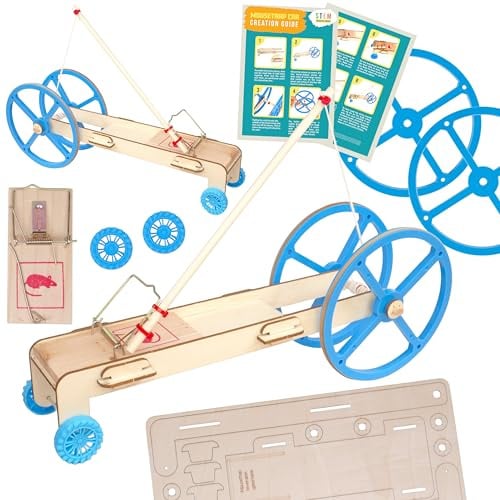 Mousetrap Car Kit, 2-Pack – Build 2 Mousetrap-Powered Cars, Hands-On Physics STEM Project Kit for Classrooms, Ages 8+