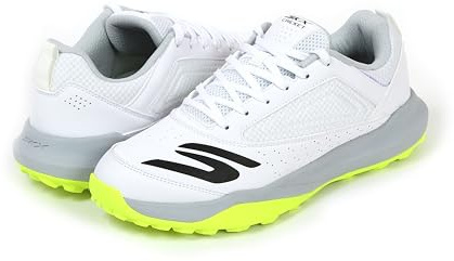Skechers Turf Cricket-Schuhe für Herren, Obermaterial aus Synthetik und Mesh, EVA-Dämpfung, Gummisohle, Weiß / Lindgrün, 11