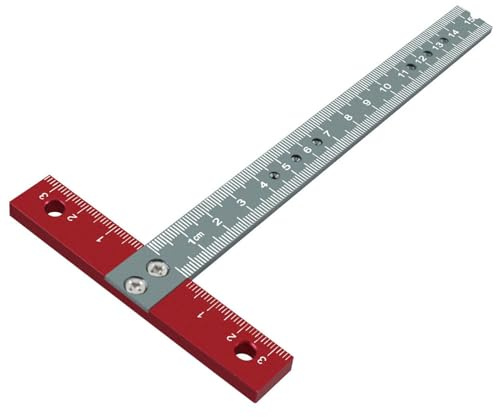 Sxhlseller T-Quadrat-Lineal, Starkes Zeichenwerkzeug aus Aluminiumlegierung und Metall für Holzbearbeitung, Handwerk, Architekten, Farbe Silber