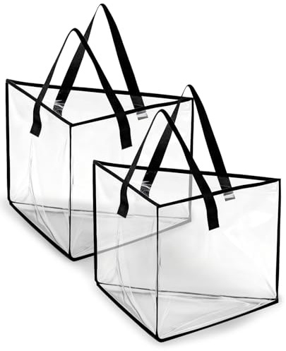 Bettinay 2 Pcs Hanger Storage Bag, Foldable Transparent Coat Hanger Storage Organiser with Two Carry Handles for Clothes Spacesaving
