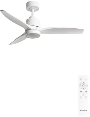 CREATE / WINDSTYLANCE S/Ventilador de techo ABS con luz blanco con mando / 40W, Silencioso, Ø112 cm, 6 velocidades, temporizador, verano-invierno, doble altura, motor DC