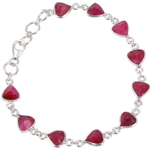 GURU SHOP Indisches Boho Silber Armband, Edelsteinarmband, 925 Silber | Filigrane Fassung, flexible Länge 16,5-20 cm, eleganter Boho-Stil, leuchtende Amethyste, einzigartiges Schmuckstück