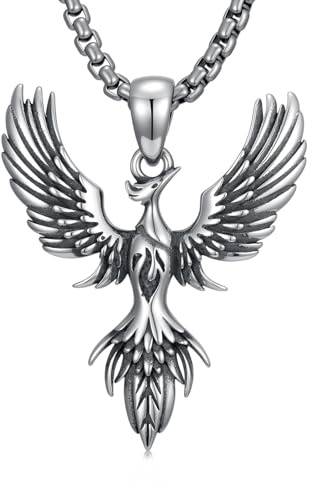PDTJMTG Phönix Halskette 925 Sterling Silber mit aufsteigendem Vogel-Anhänger Geschenk für Herren Damen, mit Edelstahlkette 56 + 5 cm