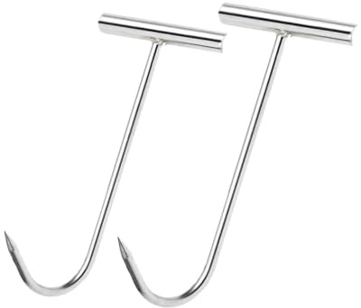 Packung mit 2 Heuhaken für , robuste 24 cm Stahlhaken für Heuballen, Pferdeheu, inklusive S-Haken zum Aufhängen, Holzgriff für bequemen Halt (Grau)