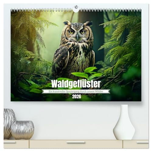 Waldgeflüster - ein kunstvoller Spaziergang durch unsere Wälder (hochwertiger Premium Wandkalender 2026 DIN A2 quer), Kunstdruck in Hochglanz: KI ... im fotorealistischen Stil (CALVENDO Kunst)