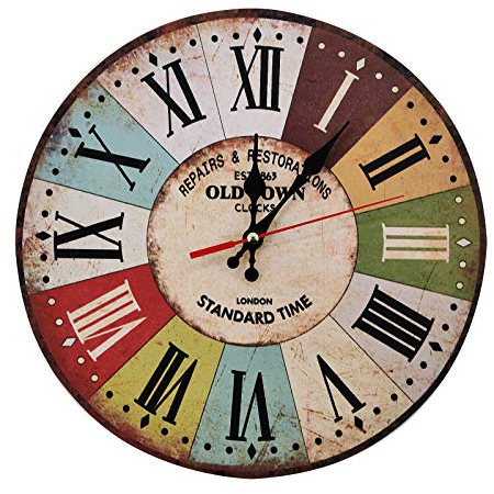 LOHAS Home 12 Zoll/30CM Holz Wanduhr/Küchenuhr im Landhausstil Stille Nicht-tickende für die Küche,Home Office, Wohnzimmer und Schlafzimmer (Altstadt)