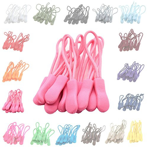 10 Zipper-Schlaufen 70 Farben Reißverschluss-Anhänger Reißverschluss-Verlängerung Pull Anhänger, Farbe:rosa