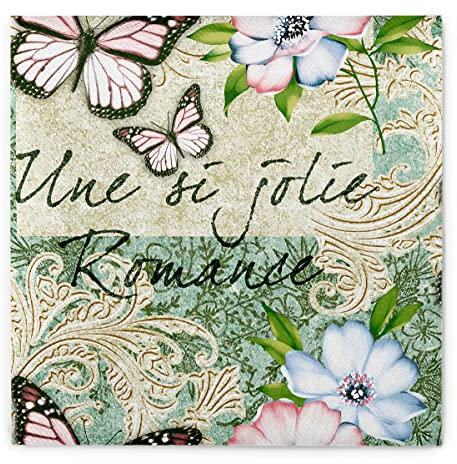 Mank Airlaid Servietten 40x40 cm Premium Einweg Serviette stoffähnlich und saugstark perfekt für Hochzeit & Partys 50 Stück Blumen Ornament Jolie in Grün