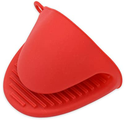 Fackelmann 688496 Silikon Topflappen, Kleiner Ofenhandschuh, Topflappen rot für heiße Speisen, Silikon, Rot, 8 x 10,5 cm