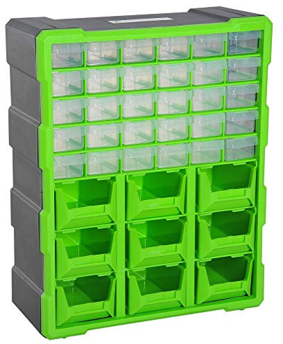 DURHAND Cassettiera Box Porta Minuteria per Officina con 30 Cassetti e 9 Scatole Grandi in Plastica 38 x 16 x 47.5cm