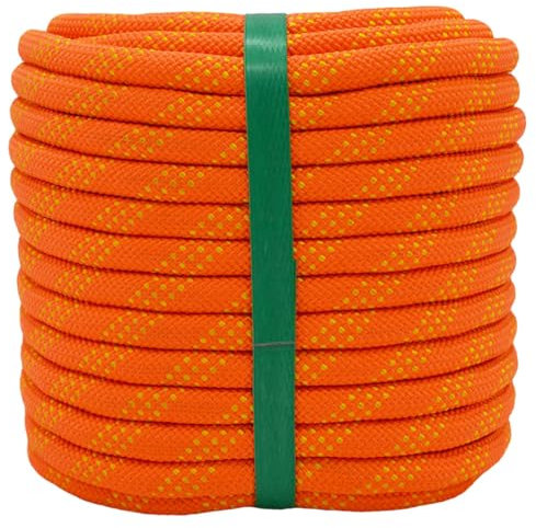 YUZENET Braided Polyester Arborist Rigging Rope (3/8 inch X 100 feet) High Strength Outdoor Rope for Tree Climbing Hiking Camping Swing, Orange