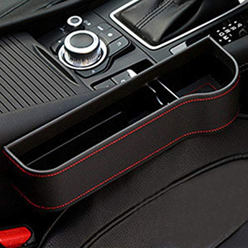 Sancosco Car Seat Gap Storage Box Cup Holder Multifunctional Car Seat Gap Filler Premium PU Leather Car Console Side Pockets (1pcs, Black, Right)