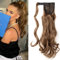 Pferdeschwanz Extensions Ponytail Clip in Extensions wie Echthaar Zopf Kunsthaare Haarverlängerung Haarteil 43cm Gewellt Hellbraun