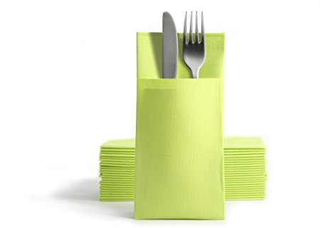 Alvotex CHIC Airlaid 50 Besteckservietten Bestecktaschen, Stoffähnlich, hochwertige Einwegserviette, 39x40cm, Kiwi