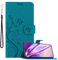 Cadorabo Hülle kompatibel mit Samsung Galaxy S21 Plus Blumen Design aus Kunst Leder Flip Klappbare Stoßfeste Magnetische [Standfunktion] [Kartenfächern] Cover Hülle für Galaxy S21 Plus Tasche in Blau