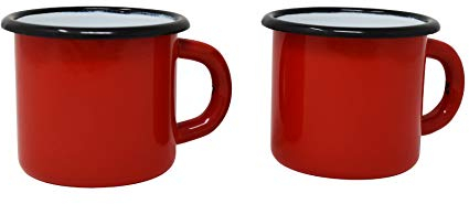 Madacha 2 tazze in metallo smaltato rosso - 250 ml